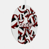 Maroon Black volleyballen Een atleet naam KeeSake Metalen Ornament (Voorkant Rechts)