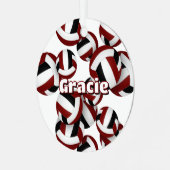 Maroon Black volleyballen Een atleet naam KeeSake Metalen Ornament (Voorkant links)