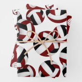 Maroon Black volleyballen Set van 3 Coördinerende Inpakpapier Vel (In situ)