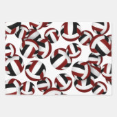 Maroon Black volleyballen Set van 3 Coördinerende Inpakpapier Vel (Voorkant)