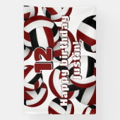 maroon black volleyballs birthday or team party spandoek (Verticaal)