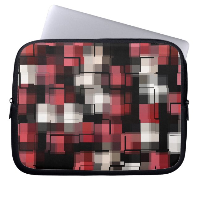 Maroon Black White Abstract Pset Laptop Sleeve (Voorkant)