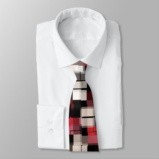 Maroon Black White Abstract Pset Stropdas (Gebonden)