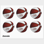 maroon blanke jongens basketbalteam kleuren ronde sticker (Vel)