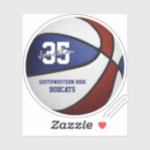 Maroon blauw basketbal team kleuren gepersonalisee sticker (Vel)