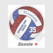 Maroon blauw girly volleybal team kleuren sticker (Vel)