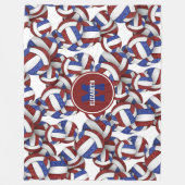 Maroon blauw meisjes volleybal team kleuren fleece deken (Voorkant)