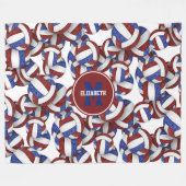 Maroon blauw meisjes volleybal team kleuren fleece deken (Voorkant (Horizontaal))