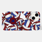 Maroon blauw monogram meisjesvolleyballen patroon Case-Mate iPhone case (Achterkant (horizontaal))