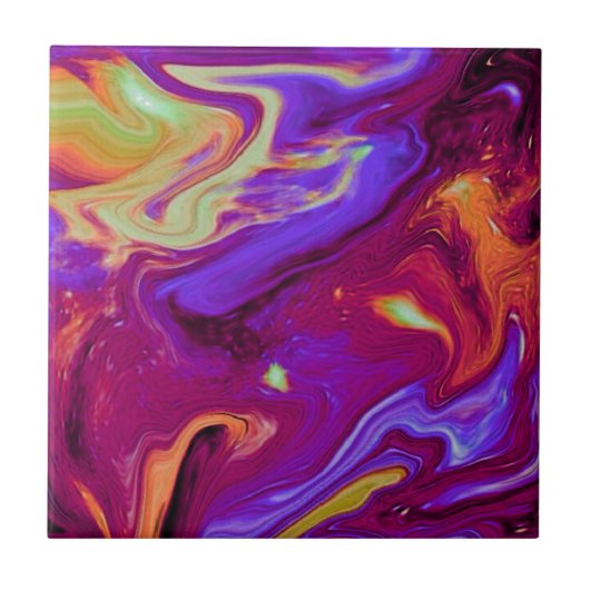 Maroon, blauw, Paars, geel Tegeltje (Voorkant)