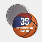 Maroon blauw sportteam kleuren geschenken basketba magneet (Voorkant / Achterkant)