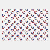 Maroon blauw team kleuren coördinerend volleybal inpakpapier vel (Voorkant 3)