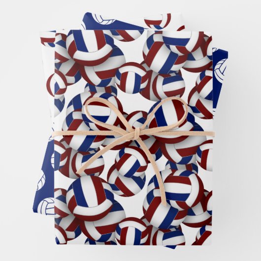 Maroon blauw team kleuren coördinerend volleybal inpakpapier vel (In situ)