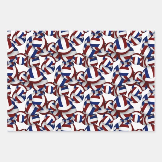 Maroon blauw team kleuren coördinerend volleybal inpakpapier vel (Voorkant)