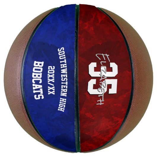 maroon blauw team kleuren meisjes herdenking basketbal (Verticaal)