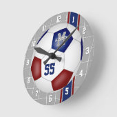 Maroon blauw team kleuren varisity strepen voetbal ronde klok (Hoek)