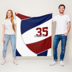 Maroon Blauw Team Kleuren Volleybal Kamer Decor Fleece Deken