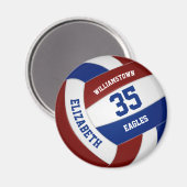 Maroon blauw team kleuren volleybalclub magneet (Voorkant / Achterkant)