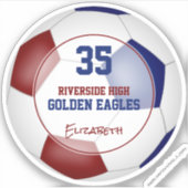 Maroon blauw voetbal team kleuren meisjes jongens sticker (Voorkant)