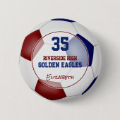 Maroon blauw voetbalteam kleuren atleet naam ronde button 5,7 cm (Voorkant)