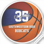 Maroon blauwe basketbal atleet geschenken onder 10 sticker (Voorkant)