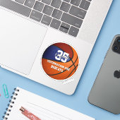 Maroon blauwe basketbal atleet geschenken onder 10 sticker (Laptop met iPhone)