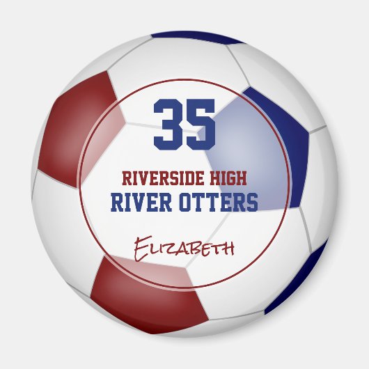 Maroon Blauwe School Club Kleuren Voetbal Team Naa Magneet (Voorkant)