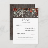 Maroon Bloemen Rustieke String Lights Bruiloft RSV RSVP Kaartje (Voorkant / Achterkant)