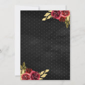 Maroon Bloemen Zwart Jurk Charro Goud Quinceanera Kaart (Achterkant)