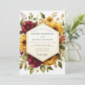 Maroon Bloom Harvest Wedding Kaart (Staand voorkant)