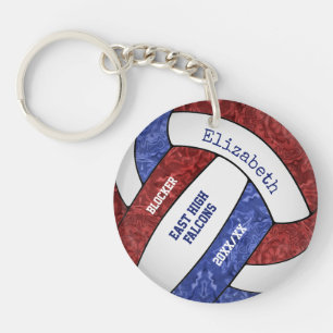 Maroon Blue gepersonaliseerd team kleuren volleyba Sleutelhanger