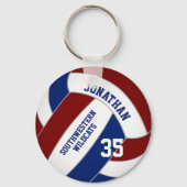 Maroon Blue gepersonaliseerd volleybal Sleutelhanger (Voorkant)