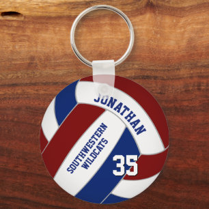 Maroon Blue gepersonaliseerd volleybal Sleutelhanger