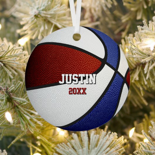 maroon blue team colors keepsake basketball metalen ornament (Insitu)