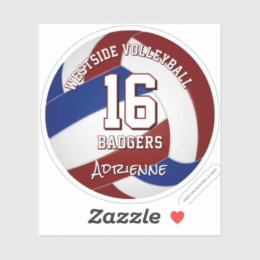 Maroon Blue volleybal team kleuren kinder teamnaam Sticker (Vel)