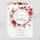 Maroon Blush Herfst Alles in 1 Budget QR Code Huwe Kaart (Voorkant / Achterkant)