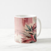 Maroon Blush Paint borstelbloemen koffiethee mok (Voorkant rechts)