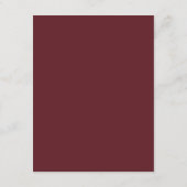 Maroon Bourgogne Classic Elegant Formele Bruiloft Informatiekaartje (Achterkant)