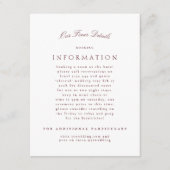 Maroon Bourgogne Classic Elegant Formele Bruiloft Informatiekaartje (Voorkant)