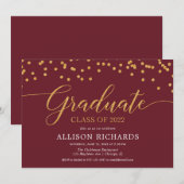 Maroon Bourgogne goudspringer 2022 afstuderen Kaart (Voorkant / Achterkant)