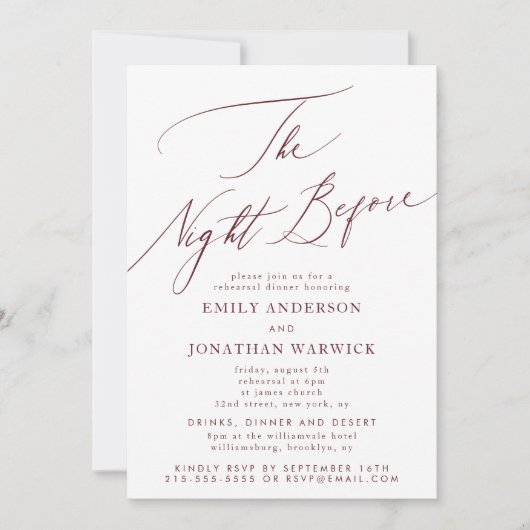 Maroon Bourgondië de nacht voor de repetitie bruil Kaart (Voorkant)