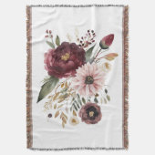 Maroon Bourgondië Roze Waterverf Bloemen Botanisch Deken (Voorkant Verticaal)