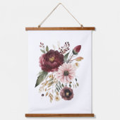 Maroon Bourgondië Roze Waterverf Bloemen Botanisch Hangend Wandkleed (Voorkant)