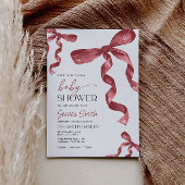 Maroon Bow Baby shower Uitnodiging