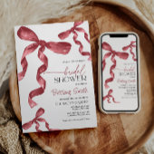 Maroon Bow Coquette Bruids Douche Uitnodiging