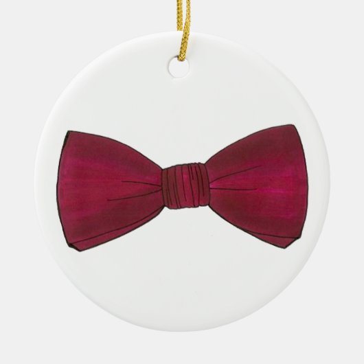 Maroon Bow Stropdas Bachelor Party Groom Weddensch Keramisch Ornament (Voorkant)