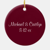 Maroon Bow Stropdas Bachelor Party Groom Weddensch Keramisch Ornament (Achterkant)