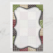 Maroon, Bruin, Tan, & Groene Quilt look Briefpapier (Voorkant / Achterkant)