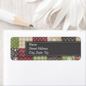 Maroon, Bruin, Tan, & Groene Quilt look Etiket (Insitu)