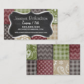 Maroon, Bruin, Tan, & Groene Quilt look Visitekaartje (Voorkant / Achterkant)